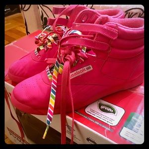 Hot Pink Freestyle Hi Reeboks